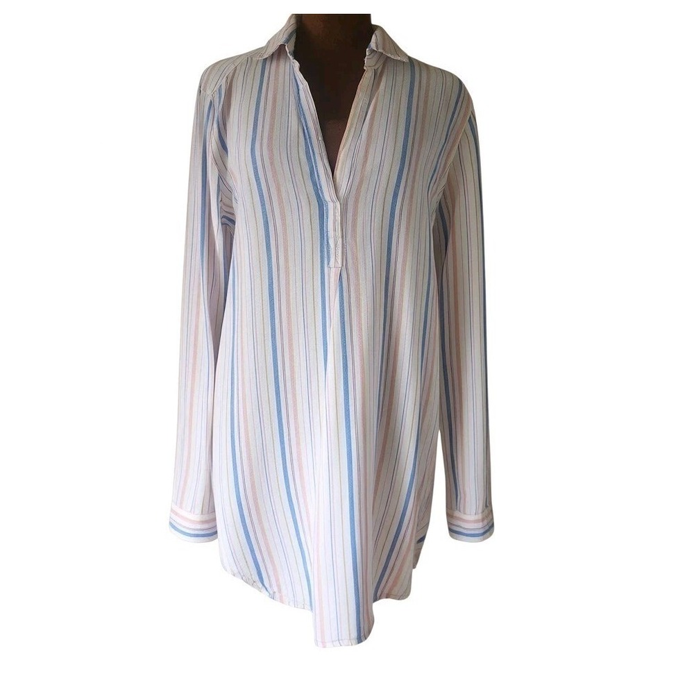 GAP Linen Popover Tunic Long Sleeve Women's Size S Beachy Coastal Vacation‎